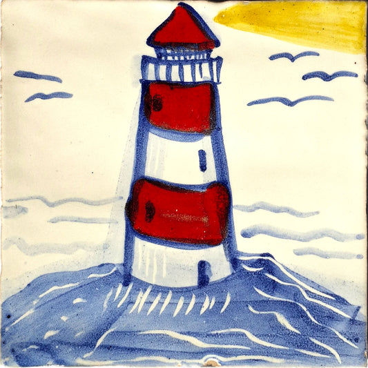 Lighthouse with light and little birds