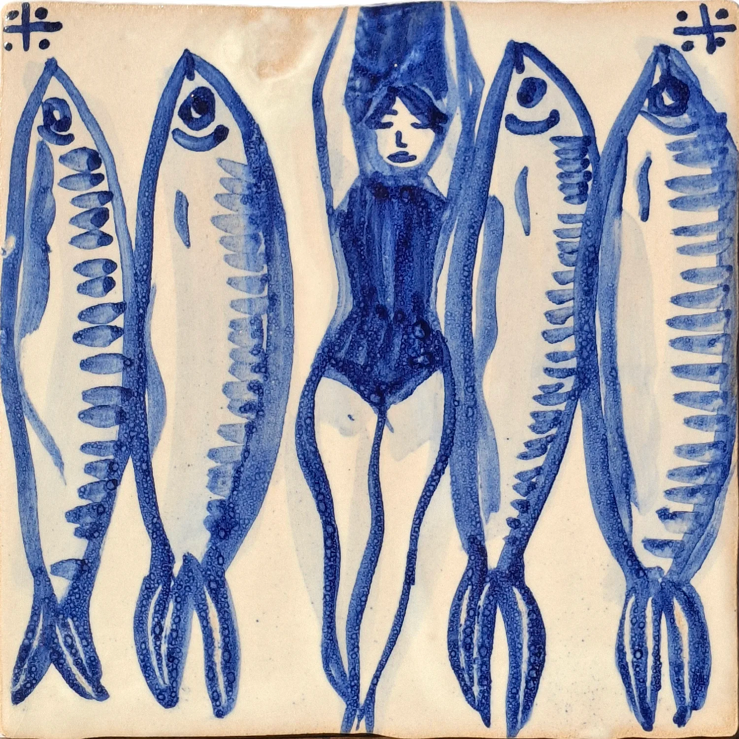 Little girl and big fishes