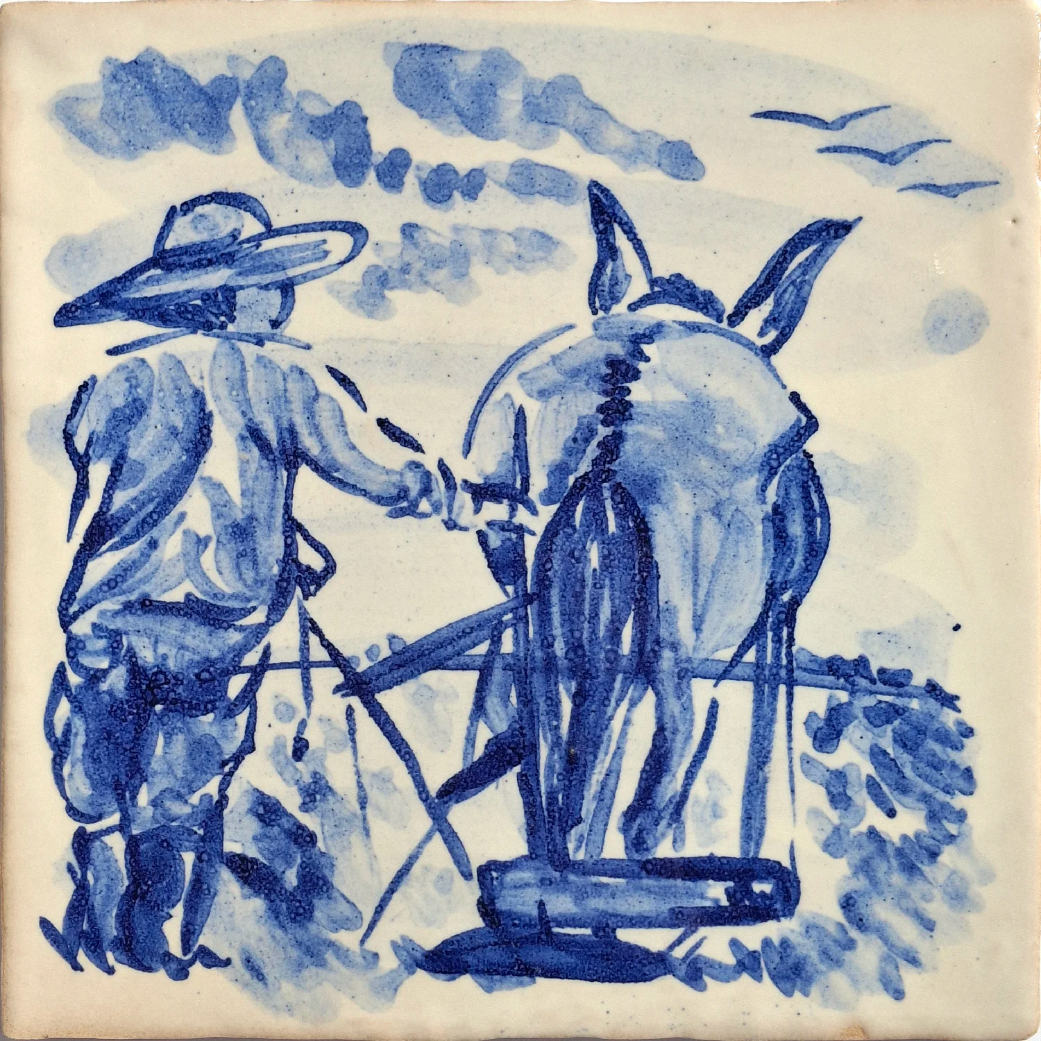 Man and donkey