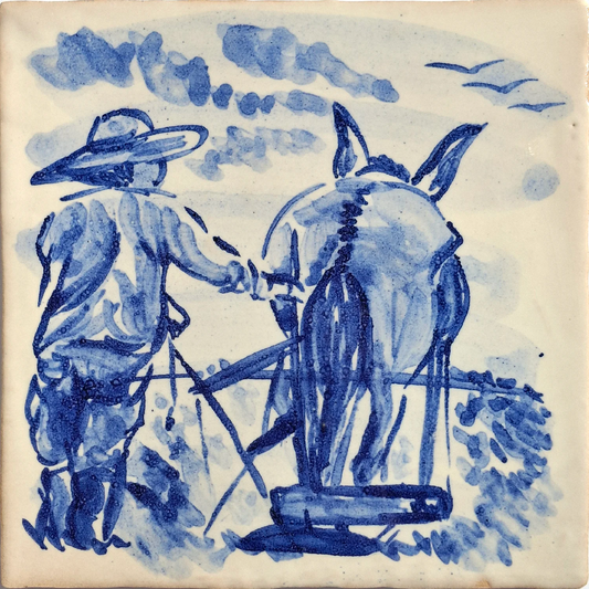 Man and donkey